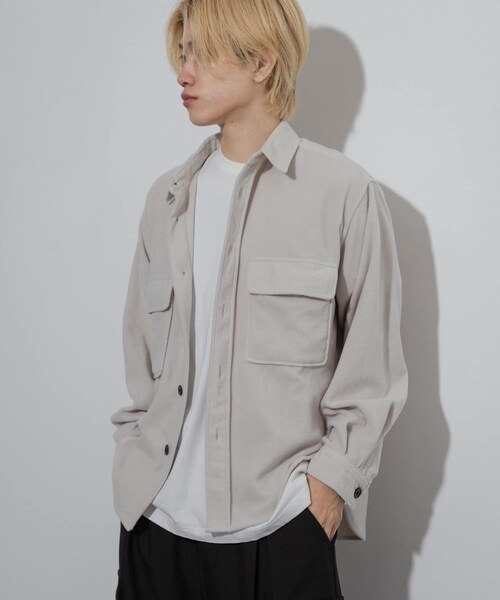 SENSE OF PLACE by URBAN RESEARCH(センスオブプレイスバイアーバンリサーチ)の「フリースフラップルーズシャツ(シャツ/ブラウス・メンズ・L.GRAY/MINT/NAVY・M/L)」の6枚目の写真