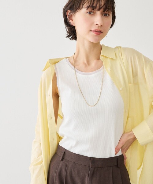 ROPE' PICNIC（ロペピクニック）の「シアードッキングリブタンクトップ（タンクトップ・レディース・ブラック/ホワイト/ブラウン・F）」の15枚目の写真