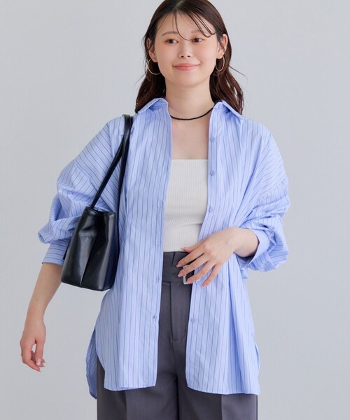 VIS（ビス）の「【WEB限定】ウエストタックシャツ（シャツ/ブラウス・レディース・ホワイト/ブルー系/ピンク/イエロー・F）」の17枚目の写真