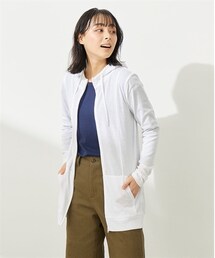 １２分袖綿混うすカルロング丈パーカー（ＵＶカット・吸汗速乾・抗菌防臭・毛玉防止）＜大きいサイズ有＞