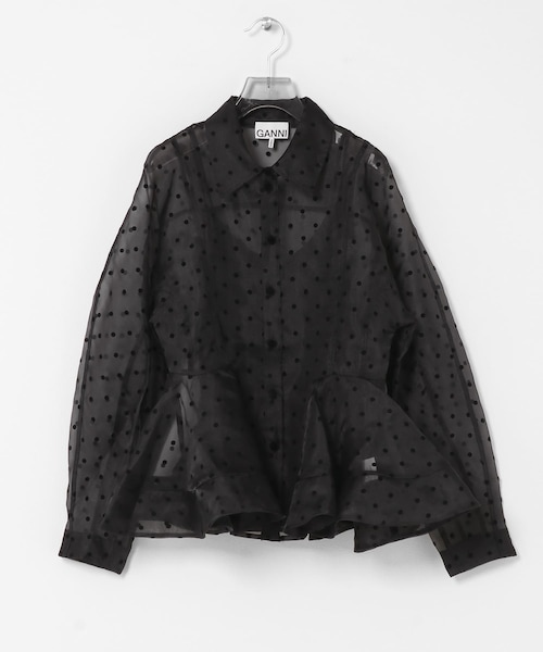 URBAN RESEARCH(アーバンリサーチ)の「GANNI FLOCKED ORGANZA PEPLUM SHIRTS(シャツ/ブラウス・レディース・BLACK・36)」の1枚目の写真