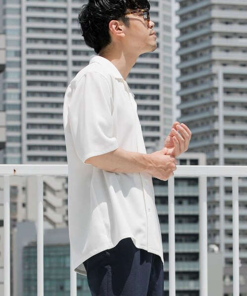 URBAN RESEARCH ROSSO（アーバンリサーチロッソ）の「『WEB限定』『セットアップ対応』パナマ風オープンカラー半袖シャツ（シャツ/ブラウス・メンズ・NAVY/WHITE/ICE GRAY/MOCHA/BLACK・M/L）」の19枚目の写真