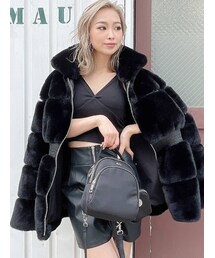 GYDA | ウエストギャザー エコファーコート(その他アウター)