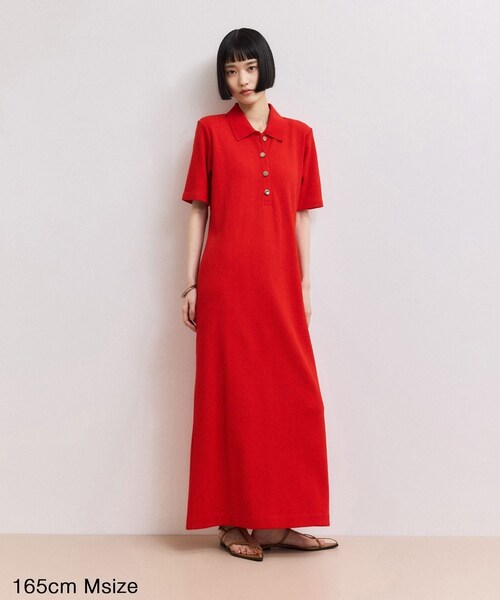 ADAM ET ROPE'(アダムエロペ)の「【WEB限定】ハーフスリーブポロシャツワンピース(ワンピース・レディース・ブラック/チャコール/ネイビー系/レッド・M/S)」の11枚目の写真