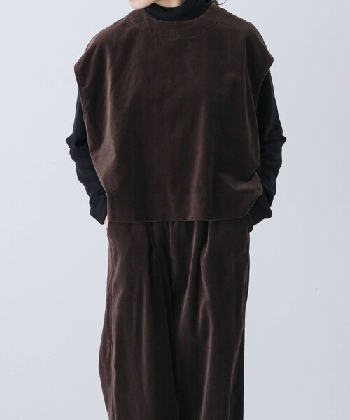かぐれ（カグレ）の「コットンベルベット2WAYベスト（ベスト・レディース・GREGE/BROWN・Free）」の14枚目の写真