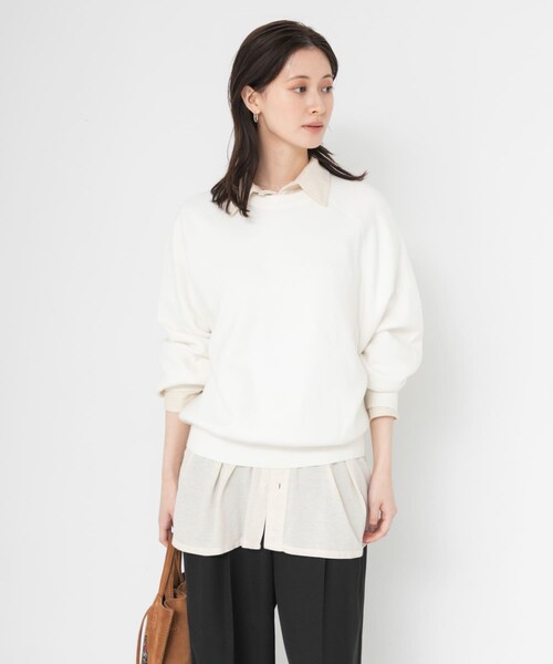 URBAN RESEARCH(アーバンリサーチ)の「コットンカシミヤスウェットニット(ニット/セーター・レディース・OFF WHITE/GRAY/DRK NAVY・Free)」の7枚目の写真