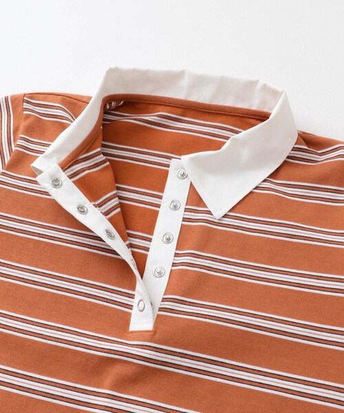SENSE OF PLACE by URBAN RESEARCH（センスオブプレイスバイアーバンリサーチ）の「マルチボーダーカットポロシャツ（ポロシャツ・レディース・BLACK/ORANGE/WHITE・one）」の22枚目の写真
