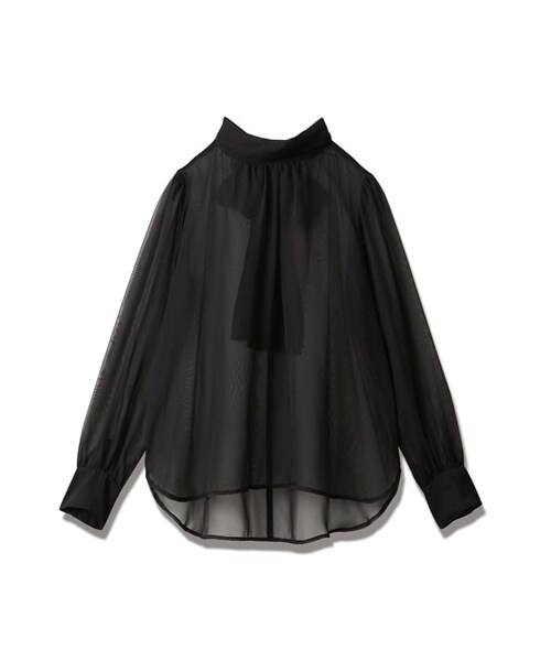 nissen（ニッセン）の「シアーボウタイブラウス（シャツ/ブラウス・レディース・ブラック/グレージュ・PSS/PS/PM/PL）」の4枚目の写真