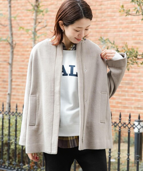 URBAN RESEARCH Sonny Label（アーバンリサーチサニーレーベル）の「ノーカラーショートコート（ノーカラージャケット・レディース・ミント/ブラック/ベージュ・FREE）」の14枚目の写真