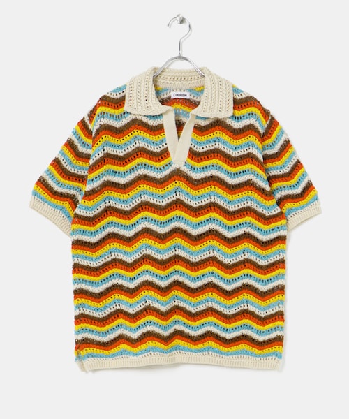 THE GOODLAND MARKET（ザグッドランドマーケット）の「米富繊維　ZIGZAG SUKASHI KNIT PULLOVER（ニット/セーター・レディース・64BLACK/02RED/40IVORY・FREE）」の3枚目の写真