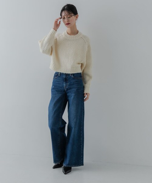 URBAN RESEARCH（アーバンリサーチ）の「バルキーブークレニット（ニット/セーター・レディース・OFF WHITE/PINK/BLACK MIX・Free）」の11枚目の写真