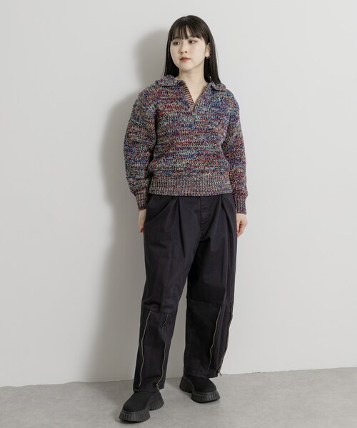 THE GOODLAND MARKET（ザグッドランドマーケット）の「米富繊維　COLORMIX BIG TENJIKU P/O（ニット/セーター・レディース・NAVY/RED・FREE）」の9枚目の写真