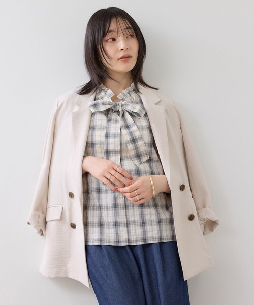 VIS(ビス)の「袖フリルノースリーブブラウス/2WAY(シャツ/ブラウス・レディース・ブラック系/ホワイト系/サックス・F)」の10枚目の写真