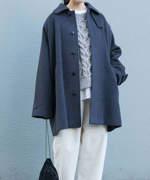 かぐれ（カグレ）の「ウールバックタックショートコート（ステンカラーコート・レディース・GRAY/CHARCOAL・Free）」の14枚目の写真