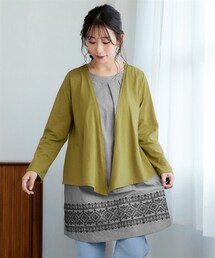 nissen | ＜大きいサイズ＞重ね着風裾刺しゅうチュニック(Tシャツ/カットソー)