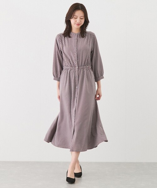 Jayro（ジャイロ）の「前開き幾何学柄ワンピース（ワンピース・レディース・ブラック/オフホワイト/レンガ系・M）」の5枚目の写真