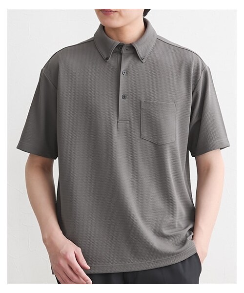 nissen（ニッセン）の「ドライワッフル　ボタンダウン半袖ビズポロ（ポロシャツ・メンズ・グレー/ネイビー・M/L/LL/3L/4L/5L/6L）」の13枚目の写真