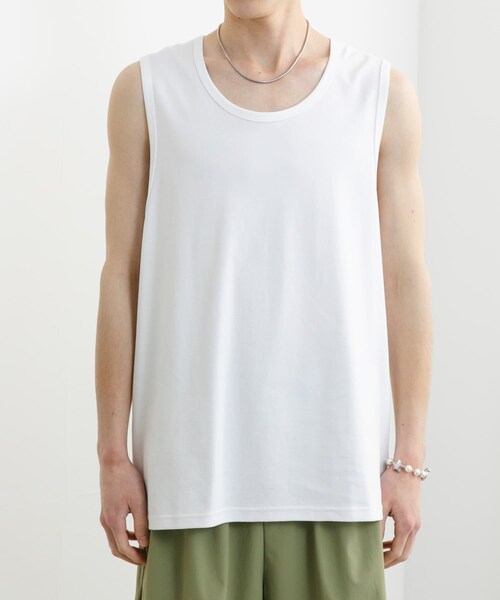 SENSE OF PLACE by URBAN RESEARCH（センスオブプレイスバイアーバンリサーチ）の「コットンスムースタンクトップ（タンクトップ・メンズ・BLACK/WHITE/BEIGE・M/L）」の5枚目の写真