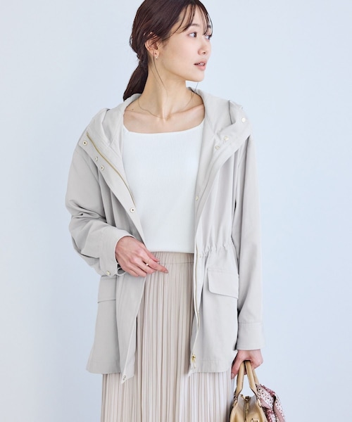 ROPE' PICNIC（ロペピクニック）の「ミドル丈マウンテンパーカー スプリングコート/花粉ガード・撥水（マウンテンパーカー・レディース・チャコール/ライトグレー/ダークブラウン/ネイビー・F）」の2枚目の写真