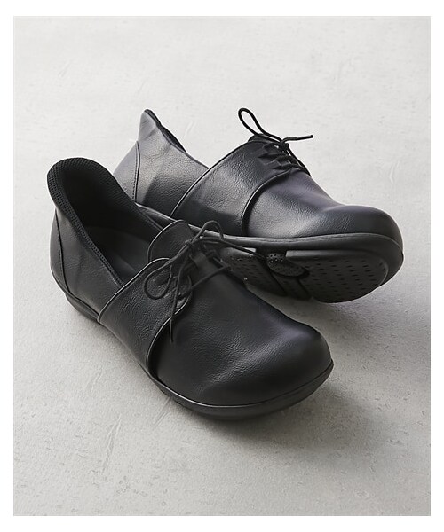 nissen（ニッセン）の「リゲッタ（ツヴォル）スットオン　レースアップシューズ（バレエシューズ・メンズ・黒×黒/グレー・S=22.0~22.5cm/M=23.0~23.5cm/L=24.0~24.5cm/LL=25.0~25.5cm）」の3枚目の写真