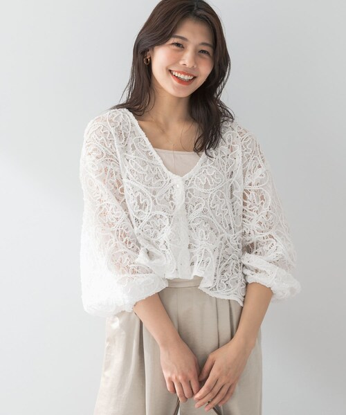 URBAN RESEARCH ROSSO（アーバンリサーチロッソ）の「F by ROSSO　コードレースブラウス（シャツ/ブラウス・レディース・OFF WHITE/BLACK・FREE）」の5枚目の写真