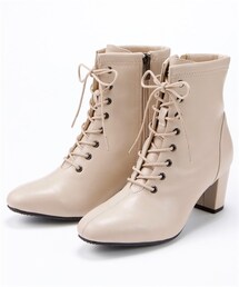 nissen | 【ゆったり幅広】ストレッチレースアップショートブーツ（低反発中敷）（ワイズ４Ｅ）(ブーツ)