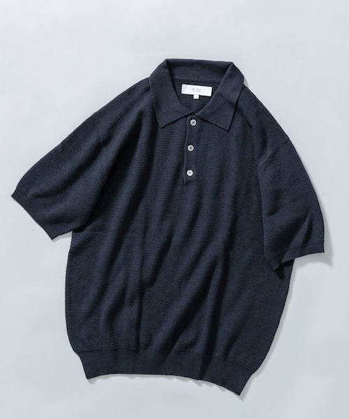 URBAN RESEARCH ROSSO（アーバンリサーチロッソ）の「『WEB限定』変形カノコ半袖ニットポロ（ポロシャツ・メンズ・BLACK/NAVY/KHAKI/LIGHT GRAY・M/L）」の4枚目の写真