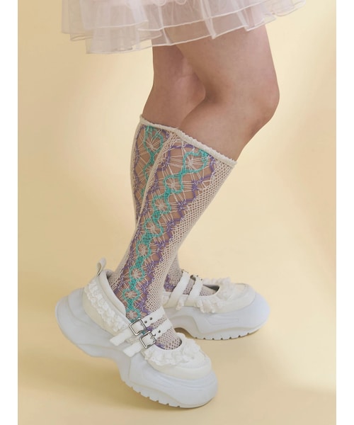 merry jenny（メリージェニー）の「frill mary jane metal sneakers（その他シューズ・レディース・オフホワイト/ブラック/ピンク・S/M/L）」の7枚目の写真