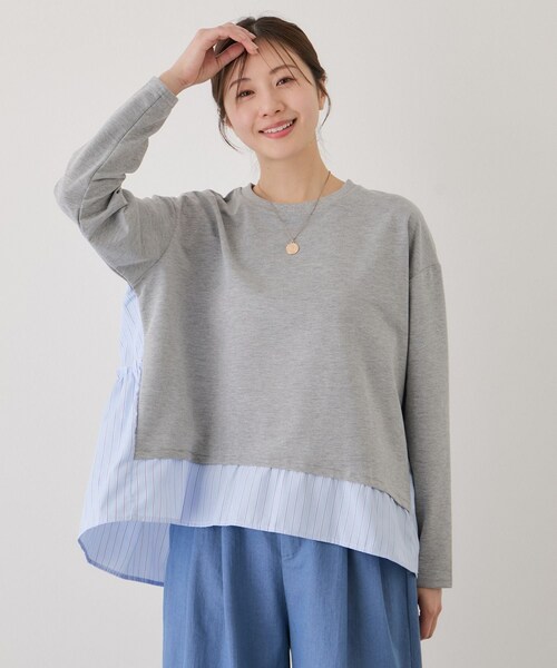 Jayro(ジャイロ)の「ストライプ切替プルオーバー(Tシャツ/カットソー・レディース・ブラック系/グレー/ホワイト系/ネイビー・M)」の13枚目の写真