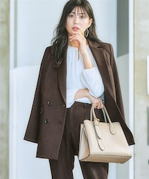 7days Life Styling | 【レディーススーツ】セットアップ対応ウール調ストレッチダブルブレストジャケット（上下別売）(スーツセット)