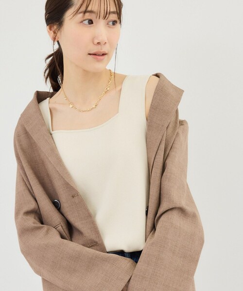ROPE' PICNIC（ロペピクニック）の「スクエアネックニットタンクトップ（タンクトップ・レディース・ブラック/キナリ/ダークブラウン/クリーム・F）」の17枚目の写真