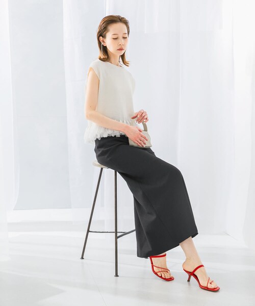 URBAN RESEARCH ROSSO（アーバンリサーチロッソ）の「接触冷感リネン混バイヤススカート（スカート・レディース・CHARCOAL/OFF/LIME・36/38）」の17枚目の写真