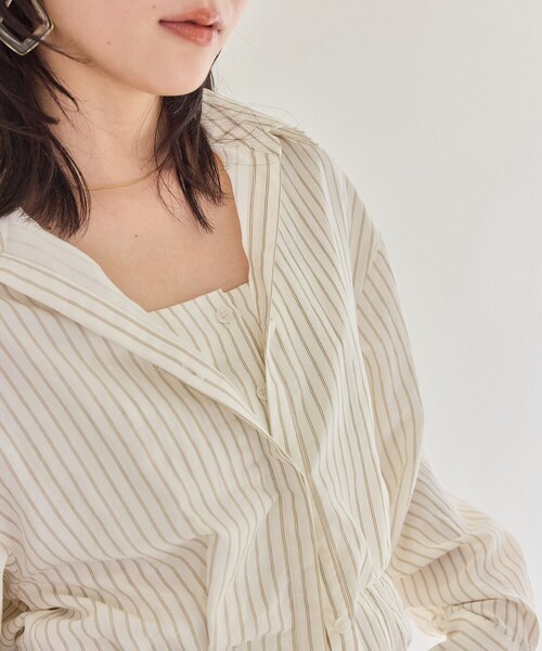 VIS（ビス）の「レイヤードストライプシャツ（シャツ/ブラウス・レディース・ホワイト/オフホワイト・F）」の9枚目の写真