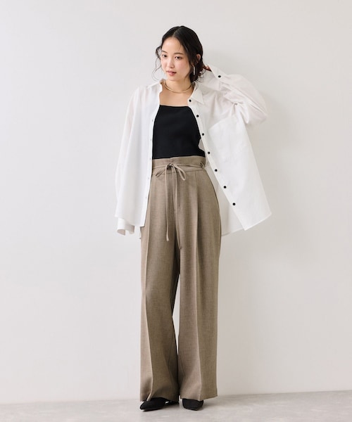 VIS（ビス）の「サマーツイードリボンベルトパンツ/UVケア・イージーケア（その他パンツ・レディース・チャコール/グレー/ベージュ系・M/S/SS）」の11枚目の写真