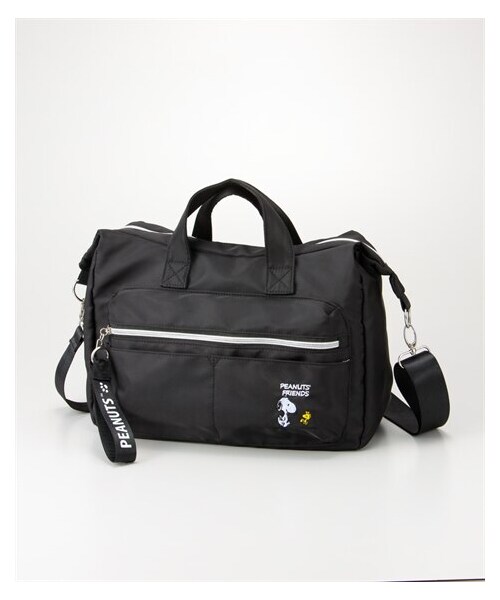 nissen（ニッセン）の「スヌーピーワンポイント刺しゅう入10ポケット２WAYはっ水ショルダーバッグ（選べる肩ひも長さ）（ショルダーバッグ・メンズ・黒/カーキ/グレー/キャメル・1=約73~140cm/2=約88~170cm）」の9枚目の写真