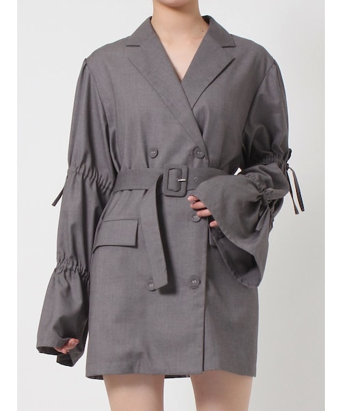 jouetie（ジュエティ）の「スリーブリボンジャケットミニワンピース（ワンピース・レディース・アイボリー/グレー/ベージュ/ピンク/ブラック・M）」の6枚目の写真