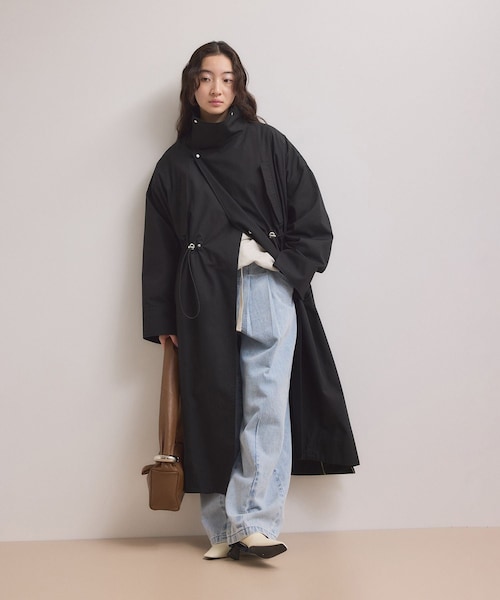 ADAM ET ROPE'(アダムエロペ)の「【WEB限定】・【サステナブル】スタンドカラーロングモッズコート(モッズコート・レディース・ブラック/オフホワイト/ブラウン系・F)」の10枚目の写真