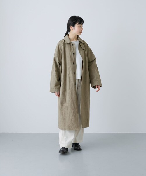 かぐれ(カグレ)の「コットンリネンステンカラーコート(ステンカラーコート・レディース・PURPLE/BEIGE・FREE)」の7枚目の写真