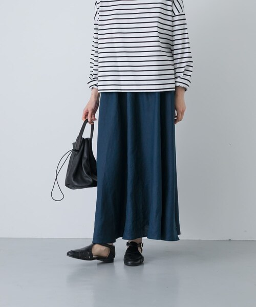 かぐれ（カグレ）の「リネンフレアスカート（スカート・レディース・BLACK/BROWN/BLUE GREEN・Free）」の3枚目の写真
