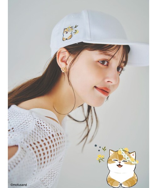 dazzlin（ダズリン）の「【mofusandコラボ】刺繍ワッペンCAP（キャップ・レディース・オフホワイト/ブラック/ネイビー・F）」の4枚目の写真