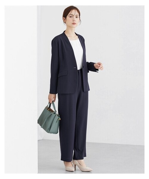 nissen（ニッセン）の「【レディーススーツ】カットソー素材パンツスーツ（Vノーカラージャケット＋ワイドパンツ）（フォーマルスーツ/小物・レディース・黒/ネイビー/ベージュ/モカ・S/M/L/LL/3L）」の20枚目の写真
