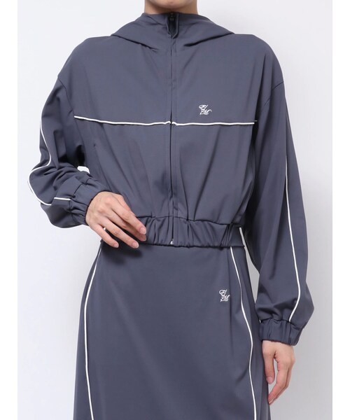 EATME（イートミー）の「トラックラインジャケット（セットアップ可能）（ナイロンジャケット・レディース・オフホワイト/ブラック/ネイビー・F）」の5枚目の写真