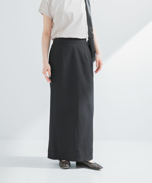 URBAN RESEARCH（アーバンリサーチ）の「『2サイズ展開』リネン混ロングスカート（スカート・レディース・BLACK/SAND BEIGE・36/38）」の10枚目の写真