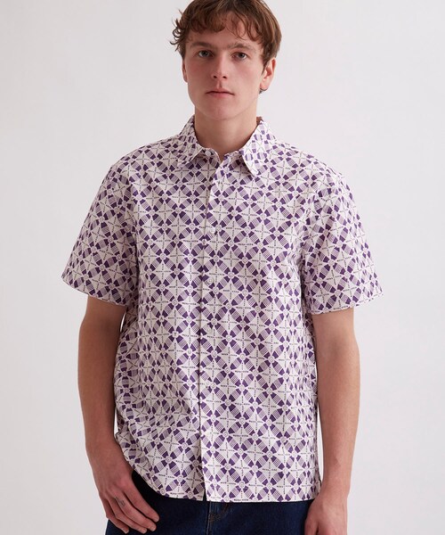 Saturdays NYC(サタデーズ ニューヨークシティ )の「Bruce Block Print Ss Shirt(シャツ/ブラウス・メンズ・ブラック/ホワイト/オリーブ/ネイビー/サックス・L/M/S/XL/XS)」の16枚目の写真