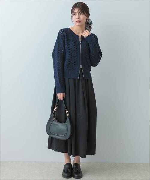 URBAN RESEARCH ROSSO（アーバンリサーチロッソ）の「F by ROSSO　柄編みZIPカーディガン（カーディガン/ボレロ・レディース・OFF×BLK/RED/NAVY・FREE）」の10枚目の写真