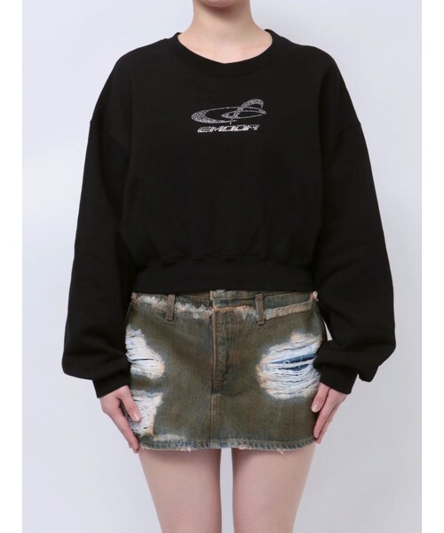 EMODA（エモダ）の「STONE LOGO SHORT SWEAT（Tシャツ/カットソー・レディース・グレー/ブラック/レッド/ブルー・F）」の14枚目の写真