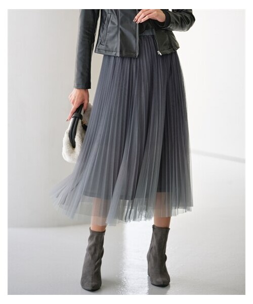 nissen（ニッセン）の「グラデーションチュールスカート【OtonaSMILE】（スカート・レディース・グレー系/モカ系・M/L/LL/3L/4L/5L/6L）」の3枚目の写真