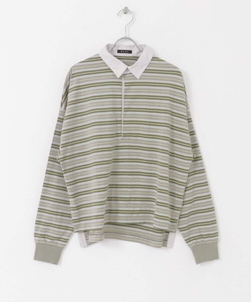 EKAL（エカル）の「ネイチャーボーダープルオーバー（Tシャツ/カットソー・レディース・MILK WHITE/MOSS KHAKI・one）」の19枚目の写真