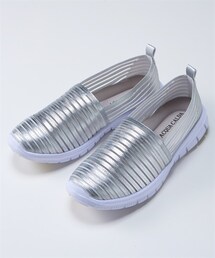 nissen | 【ゆったり幅広】超軽量メッシュボーダーゴムスリッポンスニーカー（ワイズ４Ｅ）(スニーカー)