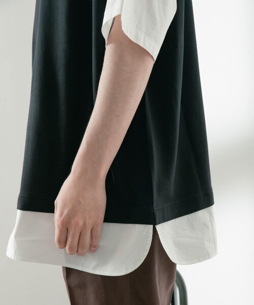 ITEMS URBANRESEARCH（アイテムズ アーバンリサーチ）の「布帛切替レイヤードクルーネックトップス（Tシャツ/カットソー・メンズ・BLK/BEG/MTD/GRY・M/L）」の19枚目の写真